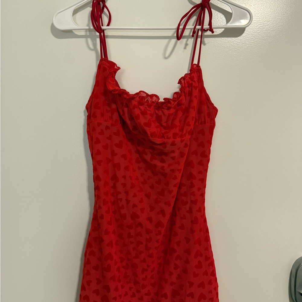 Red Heart Patterned Dress